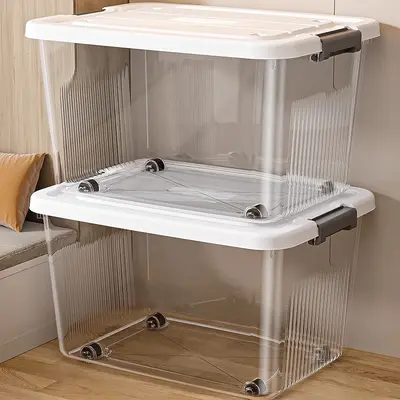 Clear storage box with lid and handles