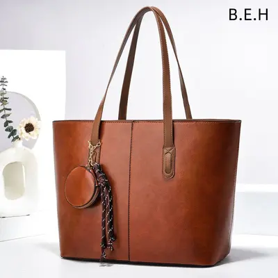 Large Capacity Women's Tote Bag with Accessory Pouch - 4