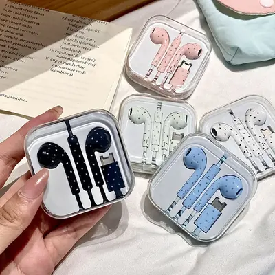 Retro In-Ear-Kopfhörer mit Kabel, Type-C und Mikrofon, Punkt- und Sternmuster
