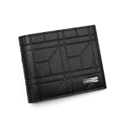 Men's Short Wallet with Plaid Pattern and Coin Pocket - 8