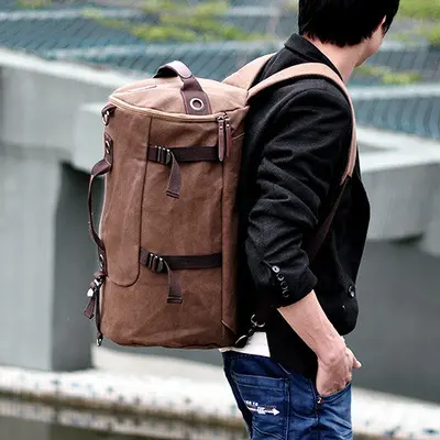 Canvas backpack men's fashion student bag youth travel storage bag computer large capacity backpack crossbody bag - 9