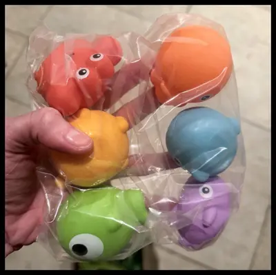 Çocuk Banyo Oyuncağı Seti, Vinil Hayvanlar 6 Adet ve Küçük Kaplumbağa - 3