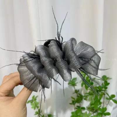 Large high-end hair clip with an elegant and classy design, adult braided double-sided rhinestone imitation large Korean-style floral hair clip for women. - 10