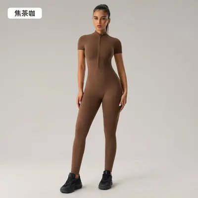 Yoga Bodysuit DLT001, Tight Fit, Buttock Lift, Half-Zip - 7