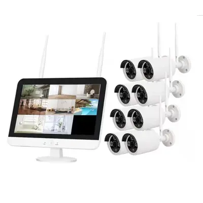 8-Kanal WiFi 4MP Wireless-Überwachungsset mit 12,1" Display