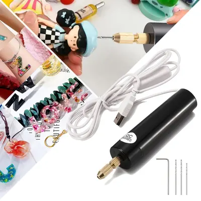 Kristal tutkal diy sondaj matkap elektrikli USB küçük elektrikli matkap inci el yapımı sondaj matkap boynuz çivi ile
