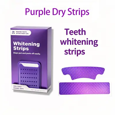 Purple Teeth Whitening Strips, Removes Yellow and Black Stains, No Residue - 4
