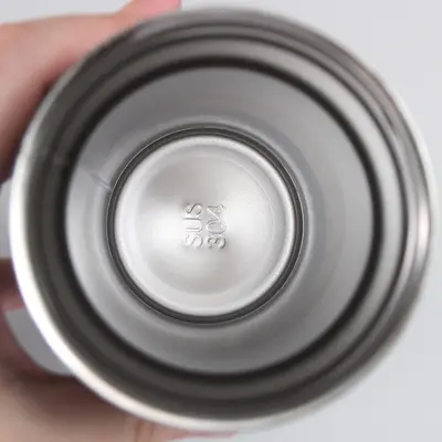 Stainless Steel Gear-Shaped Thermos Cup, Rotating Flat Coffee Mug - 4