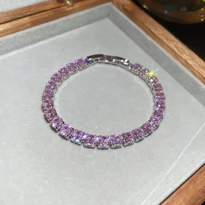 Zirconia Square Clasp Bracelet, Elegant Women's Jewelry - 11
