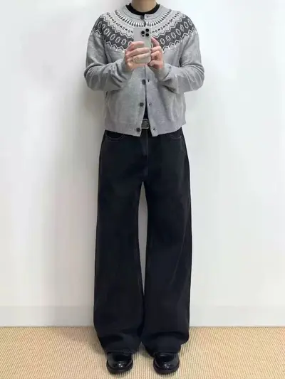 American Retro Washed Baggy Jeans Unisex A-Line Loose Wide-Leg - 7