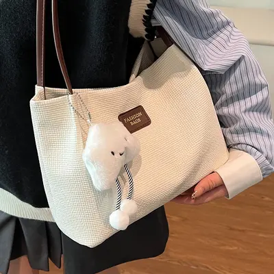 Large Capacity Women's Single Shoulder Bag, Simple Design, Commuter Tote Bucket Bag - 5