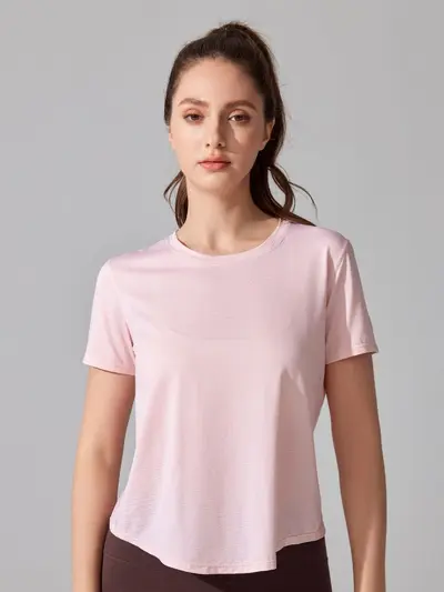 Yoga üst, kadın, kısa kollu, nefes alan, çıkık sırt - 4