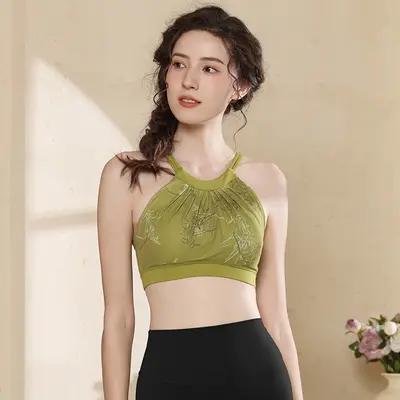 Chinese-Style Yoga Set with Flare Pants for Pilates Training - 7