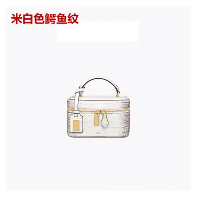 Women's Small Square Crossbody Bag, Crocodile Embossed, Light Luxury - 8