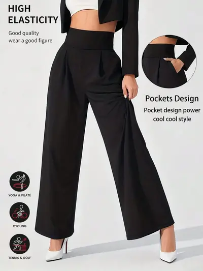 Weite Damen-Anzughose mit hohem Bund