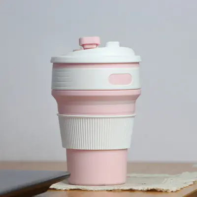 Grenzüberschreitender heißer faltbarer Wasserbehälter 350 ml Silikonbecher praktischer komprimierbarer faltbarer Kaffeebecher Großhändler Hersteller Quelle