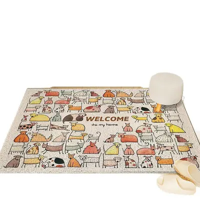 Cuttable Non-Slip PVC Door Mat with Cute Dog Design