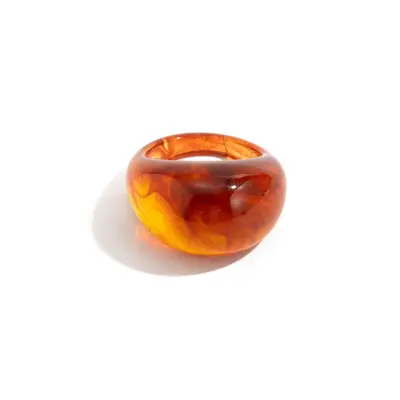 European and American cross-border transparent colored resin ring niche retro stacked curved wide finger ring - 6