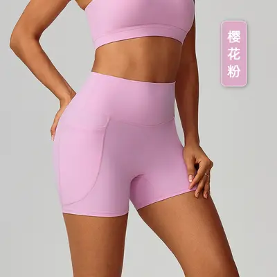 High-Waisted Yoga Shorts, Quick-Drying, With Pockets, Breathable - 13
