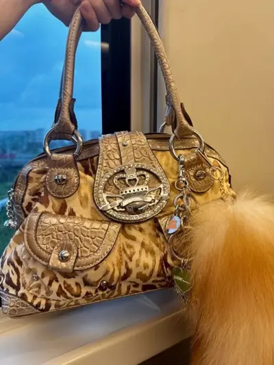 Leopard Print Women's Shoulder Bag, Retro Large Capacity Handbag