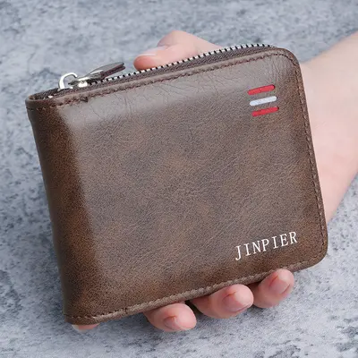 Men's Short Wallet with Multiple Card Slots and Large Coin Pocket - 8