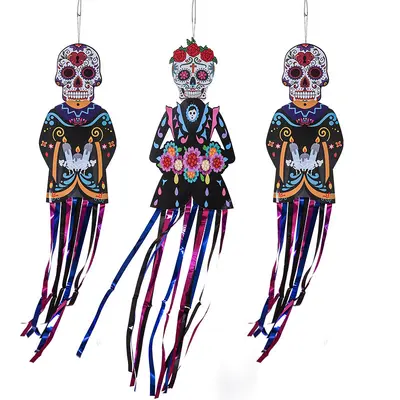 Halloween-Türhänger mit Schädel- und Geistermotiven