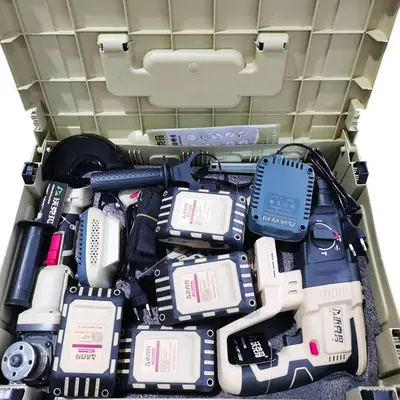 Workema 4-teiliges Lithium-Elektrowerkzeug-Set - Bohrer, Schleifer, Hammer