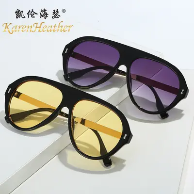 Retro Large Frame Aviator Sunglasses 9093, UV400 Protection - 5