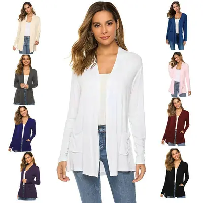 Strickjacke für Damen in Großen Größen, Uni, langarm