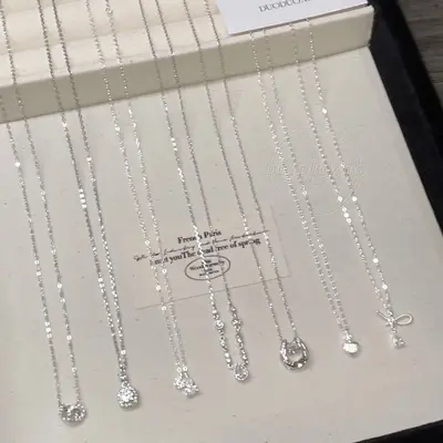 S925 Sterlingsilber Halskette mit Schleife und Wassertropfen-Zirkonia