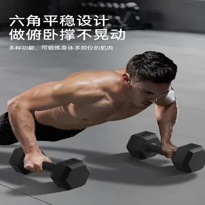 厂家直销哑铃男士健身家用器材女练臂肌一对六角包胶亚玲套装组合