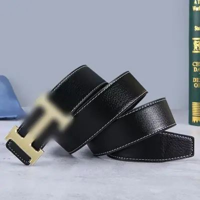 Yüksek Kaliteli Kaplan Derisi Dokulu Erkek Deri Kemeri Moda H Harfi Düz Toka Gençlik Trendy Pantolon Kemeri Fabrika Stok Doğrudan