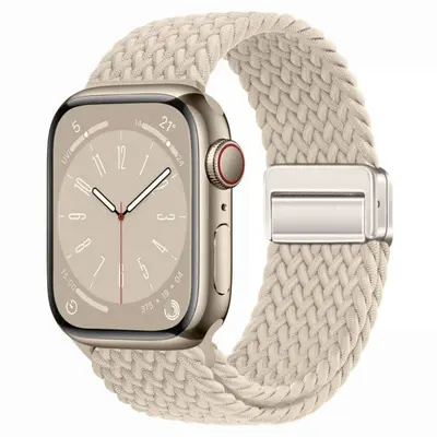 Apple Watch için manyetik naylon örgü kordon, elastik, gökkuşağı - 10