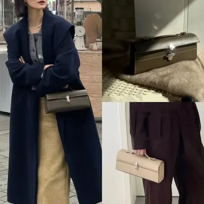 Hafif lüks uzun askılı retro hakiki deri kadın el çantası, küçük kare model - 3