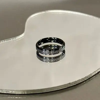 Matte black and white couple rings, premium design - 4