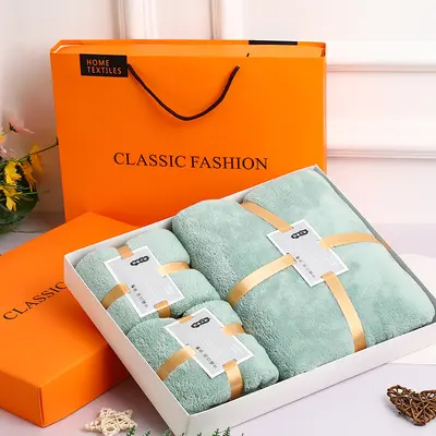 Coral fleece bath towel set 3-piece quick-dry - 7