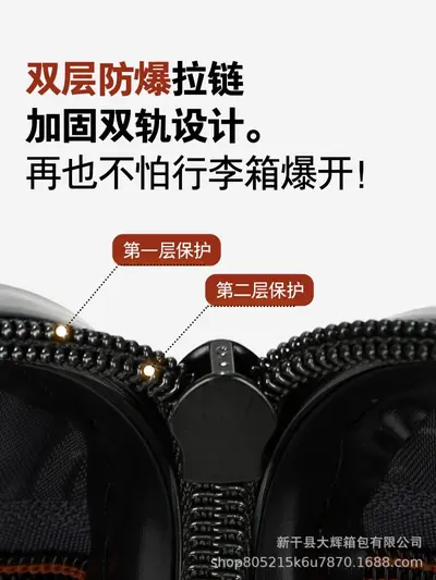 多功能扩展行李箱PC材质拉杆箱可登机双层防爆拉链旅行箱子大容量