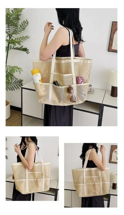 Große Netztasche als Einkaufs- und Sporttasche mit Schultergurt - 8