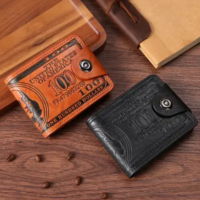 Men's Ultra-Light PU Wallet, US Dollar Pattern, Retro Multi-Card - 1