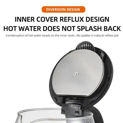 2L Glass Kettle, 110V 220V, Blue Light, Multi-Standard Compatible