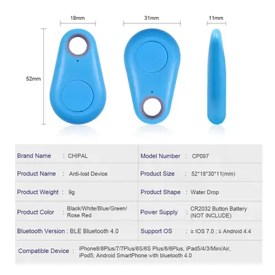 Dış ticaret popüler Bluetooth su damlası akıllı anti-kayıp cihaz takip bulucu iki yönlü çocuk cep telefonu anahtarlığı