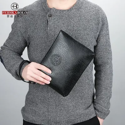 Men's Clutch Bag in PU Leather with Large Capacity Wallet Compartment - 3