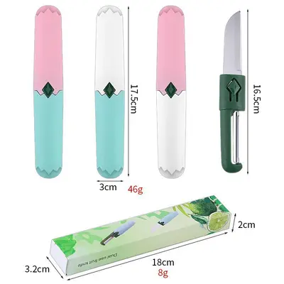 Paslanmaz çelik meyve bıçağı, 2 in 1, çift başlı - 4