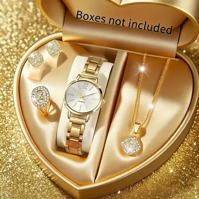 5-Piece Women's Quartz Watch Set with Jewelry Accessories - 7