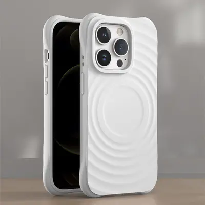 Apple 17 Pro Max kabelloses magnetisches Telefongehäuse iPhone 16 Schutzhülle geeignet beliebter einfarbiger Wellenmuster-Schale - 7