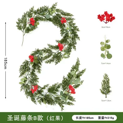 Christmas Garland Party Decoration, 2 m Artificial Pine Needle Greenery - 12