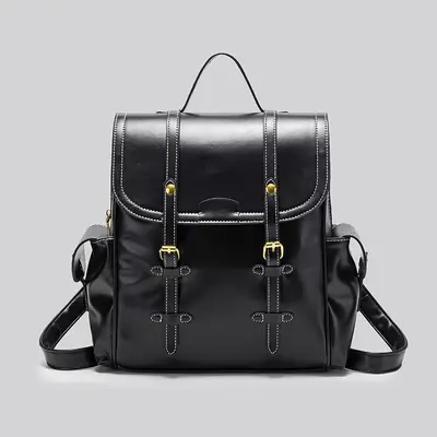 Women's Retro Preppy Backpack, Large Capacity Student Bag - 8