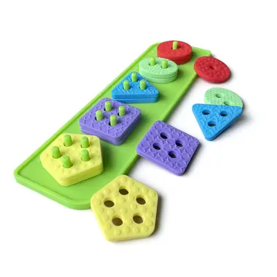 Geometric Puzzle Building Blocks for Ages 1-3, Silicone Sensory Educational Toy - 7
