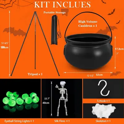 Foaming Halloween Cauldron, Remote Control, 8 Modes - 10