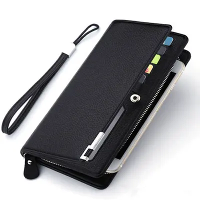 Men's Long Clutch Wallet with Metal-Edge Design, Multi-Card Slots - 5